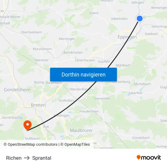 Richen to Sprantal map
