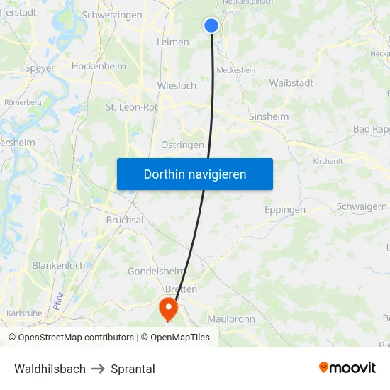 Waldhilsbach to Sprantal map