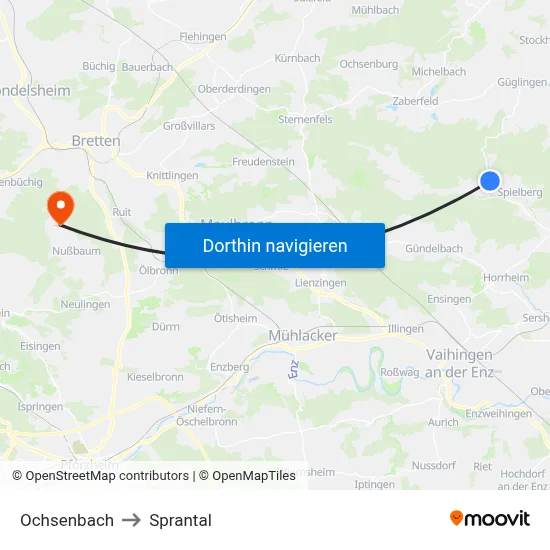 Ochsenbach to Sprantal map