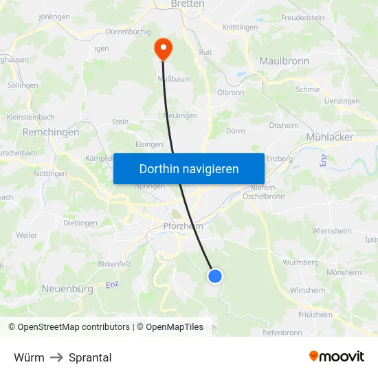 Würm to Sprantal map
