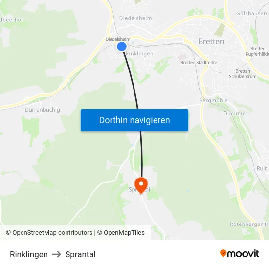 Rinklingen to Sprantal map