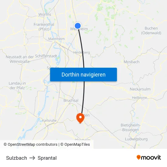 Sulzbach to Sprantal map