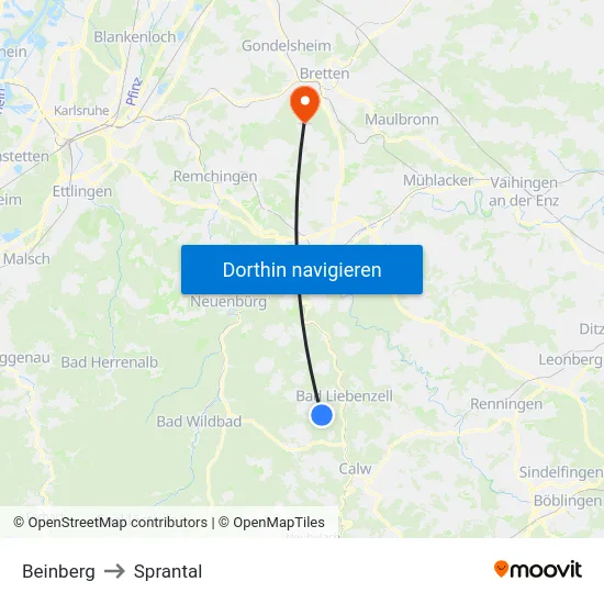 Beinberg to Sprantal map