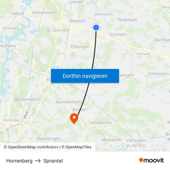 Horrenberg to Sprantal map