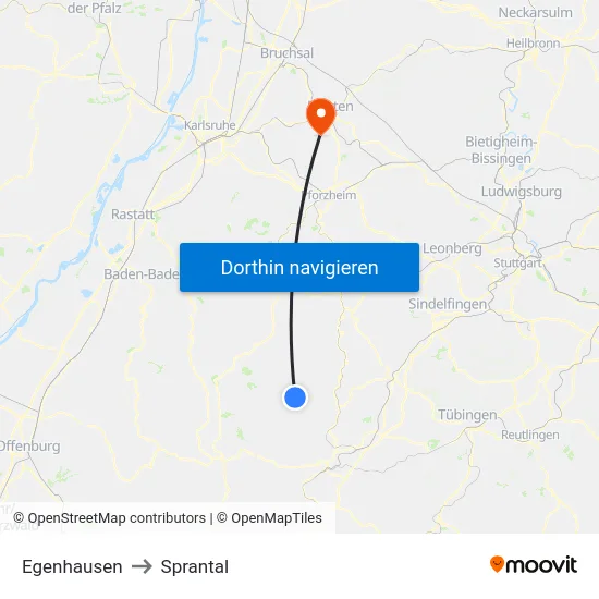 Egenhausen to Sprantal map