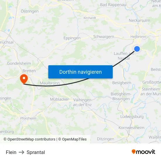 Flein to Sprantal map