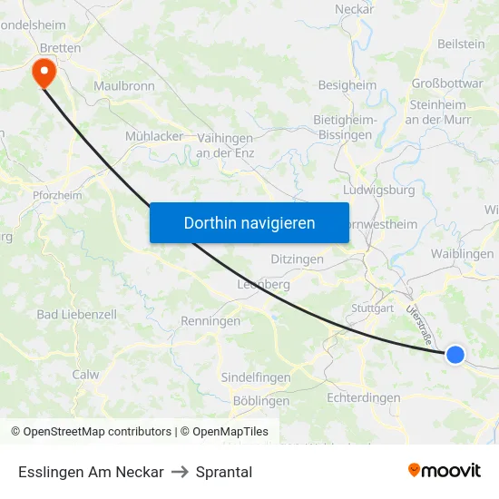 Esslingen Am Neckar to Sprantal map