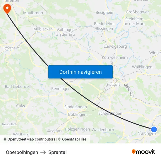 Oberboihingen to Sprantal map