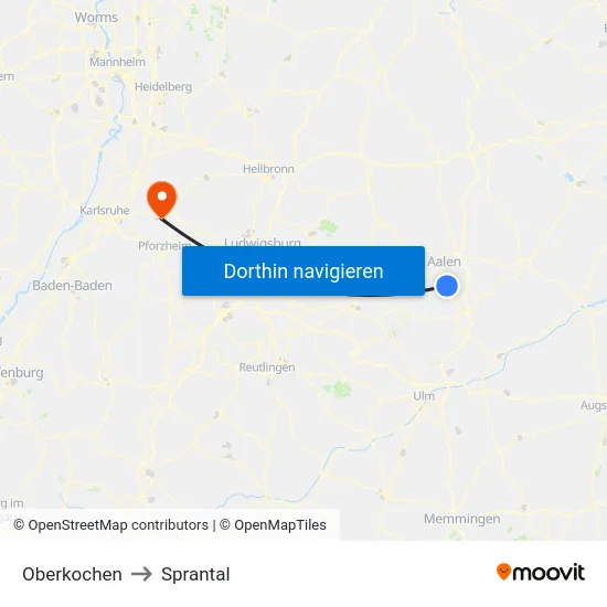 Oberkochen to Sprantal map