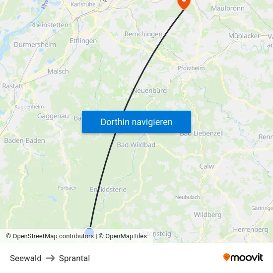 Seewald to Sprantal map