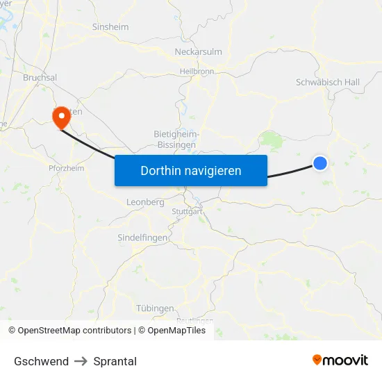 Gschwend to Sprantal map