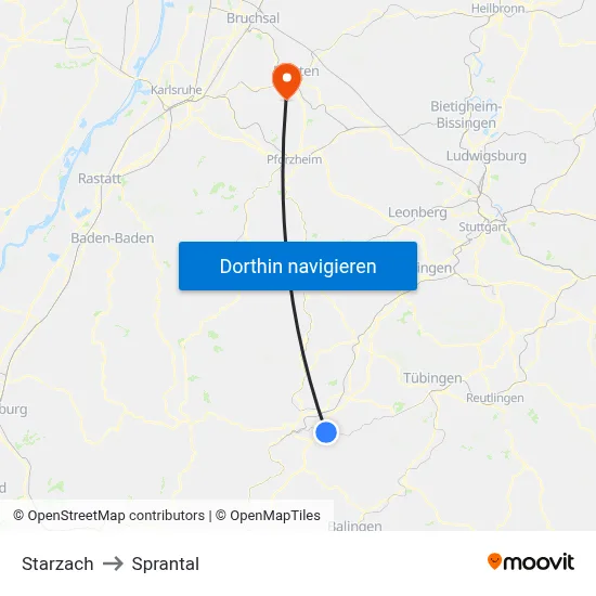 Starzach to Sprantal map