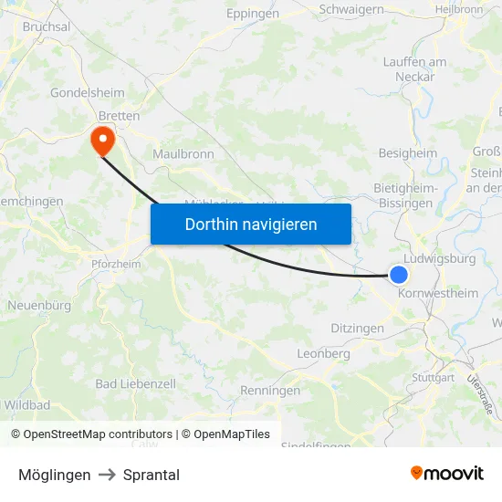 Möglingen to Sprantal map