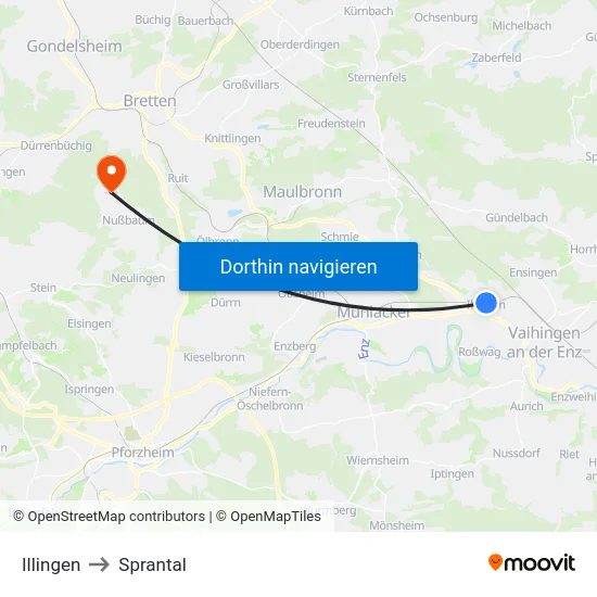 Illingen to Sprantal map