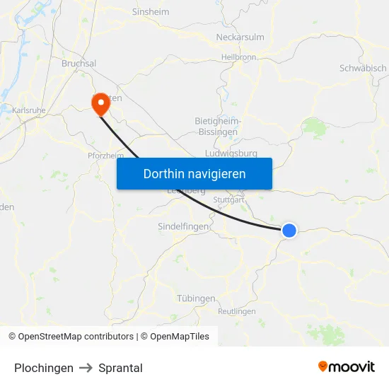 Plochingen to Sprantal map