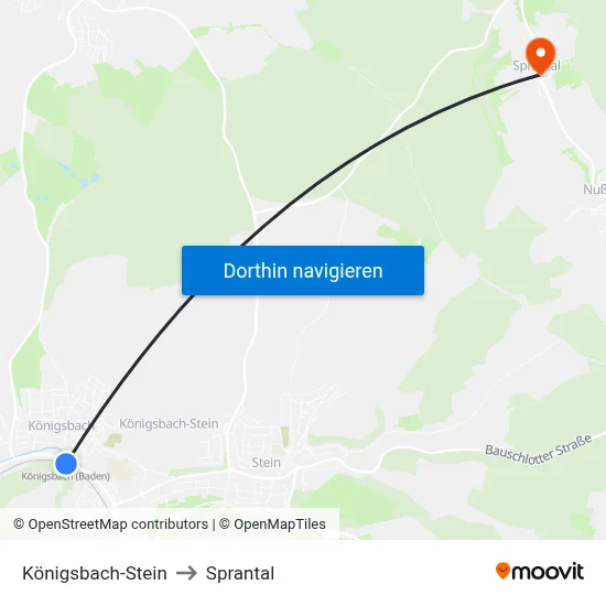 Königsbach-Stein to Sprantal map