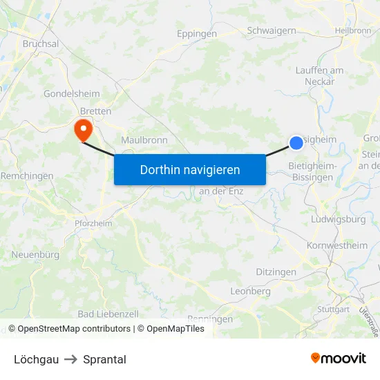 Löchgau to Sprantal map