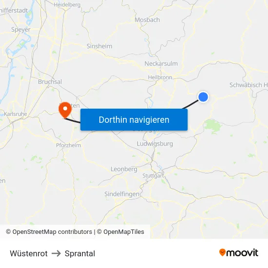 Wüstenrot to Sprantal map