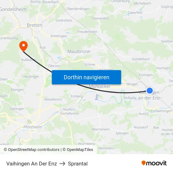 Vaihingen An Der Enz to Sprantal map