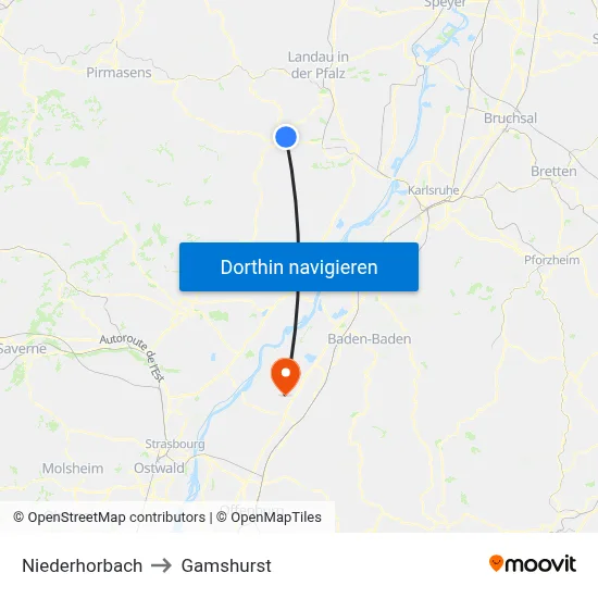 Niederhorbach to Gamshurst map