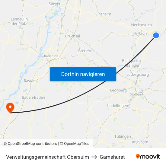 Verwaltungsgemeinschaft Obersulm to Gamshurst map
