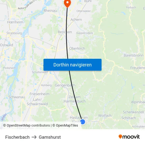 Fischerbach to Gamshurst map