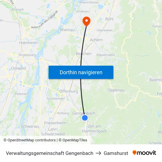 Verwaltungsgemeinschaft Gengenbach to Gamshurst map