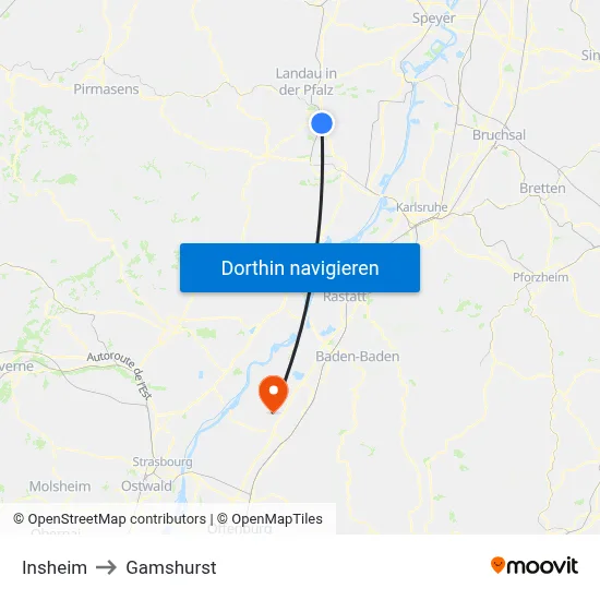 Insheim to Gamshurst map