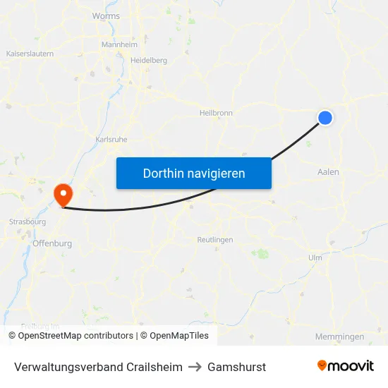Verwaltungsverband Crailsheim to Gamshurst map
