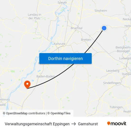 Verwaltungsgemeinschaft Eppingen to Gamshurst map