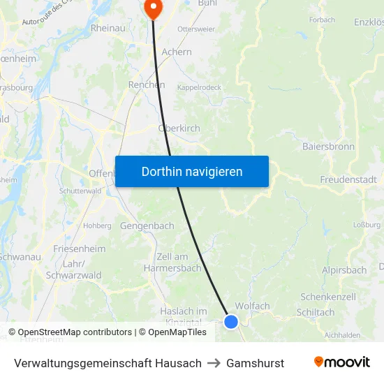Verwaltungsgemeinschaft Hausach to Gamshurst map