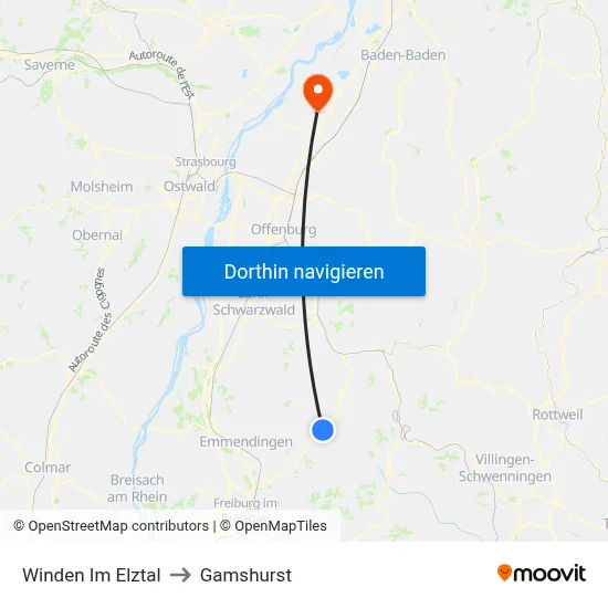 Winden Im Elztal to Gamshurst map