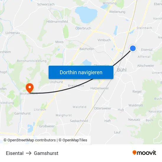 Eisental to Gamshurst map