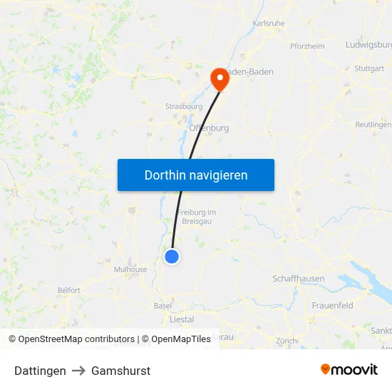 Dattingen to Gamshurst map
