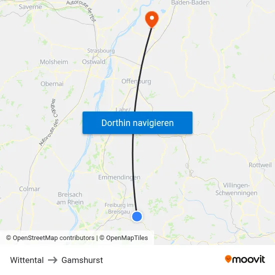 Wittental to Gamshurst map