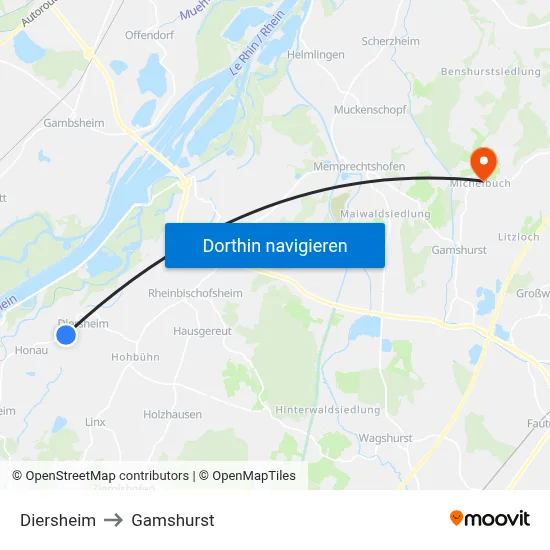 Diersheim to Gamshurst map