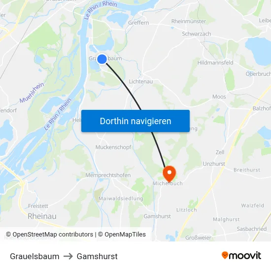 Grauelsbaum to Gamshurst map