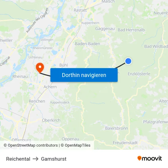 Reichental to Gamshurst map