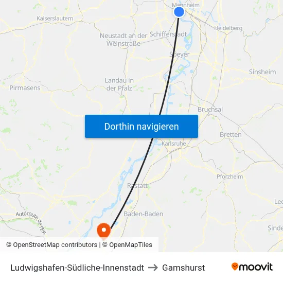 Ludwigshafen-Südliche-Innenstadt to Gamshurst map
