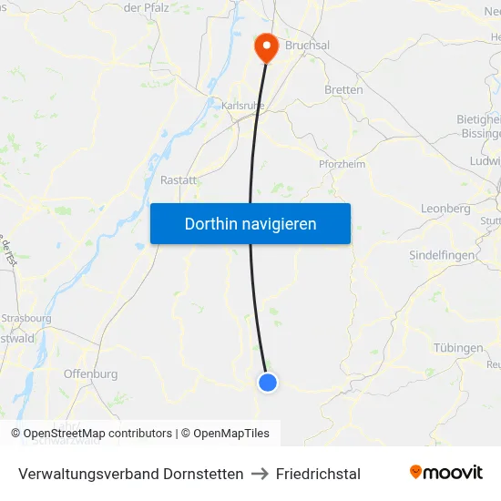 Verwaltungsverband Dornstetten to Friedrichstal map