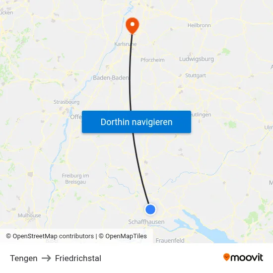 Tengen to Friedrichstal map