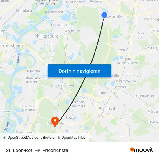 St. Leon-Rot to Friedrichstal map