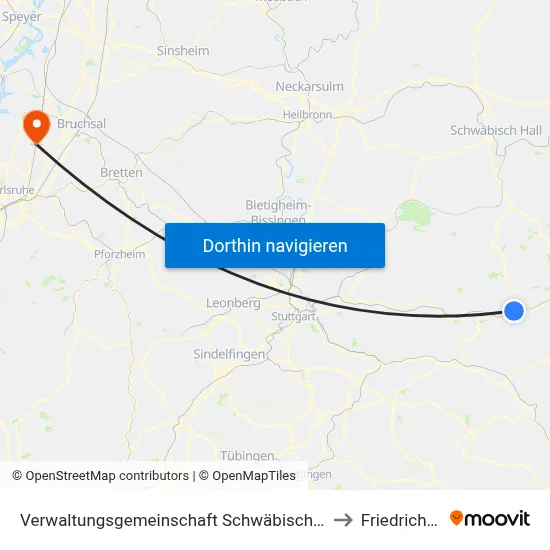 Verwaltungsgemeinschaft Schwäbisch Gmünd to Friedrichstal map