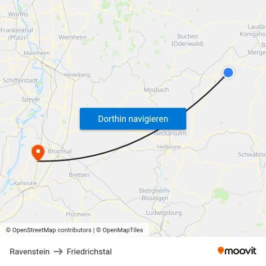 Ravenstein to Friedrichstal map