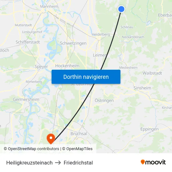 Heiligkreuzsteinach to Friedrichstal map
