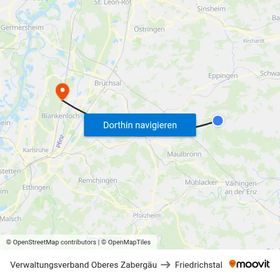 Verwaltungsverband Oberes Zabergäu to Friedrichstal map
