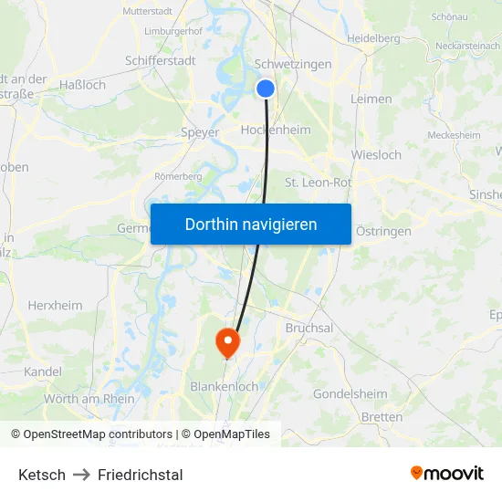 Ketsch to Friedrichstal map