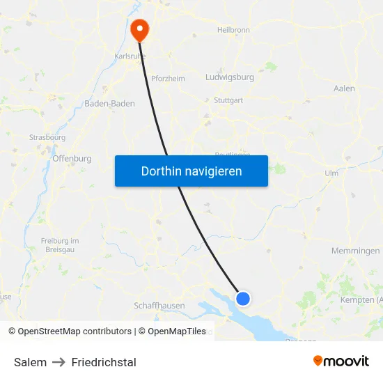 Salem to Friedrichstal map