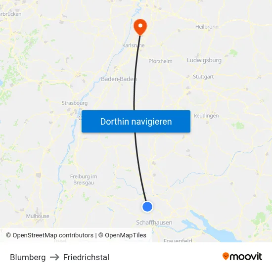 Blumberg to Friedrichstal map