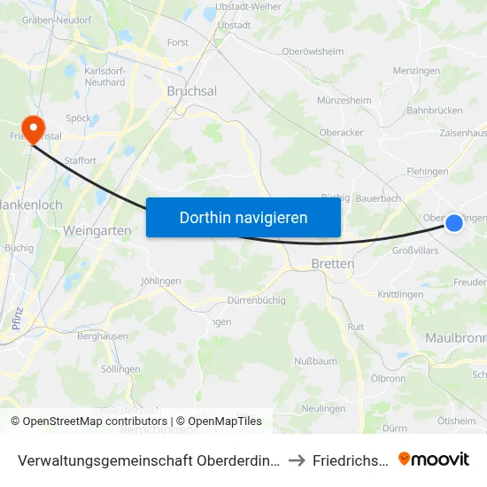 Verwaltungsgemeinschaft Oberderdingen to Friedrichstal map